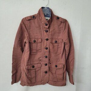 Obey Propaganda Jacket Womens S Rust Utility Cargo Button Up Lightweight Outdoor